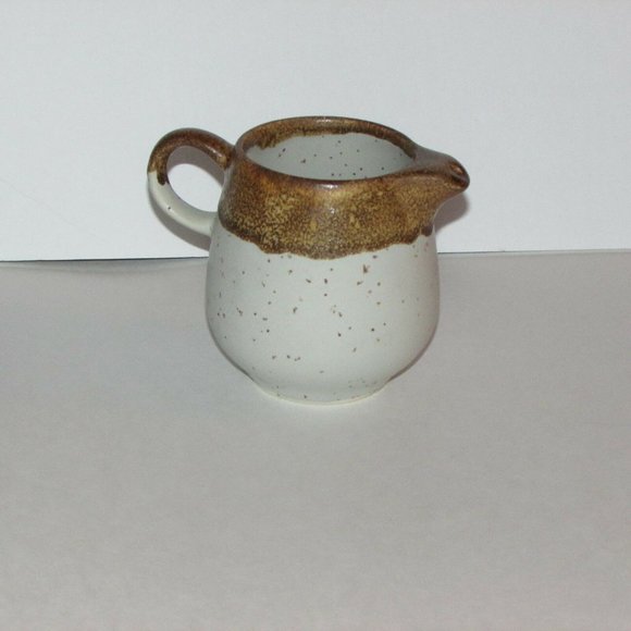 McCoy Pottery Vintage Creamer Graystone Tan Brown Speckled Cottagecore - Picture 4 of 12